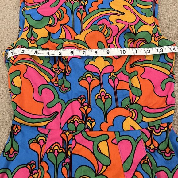 Nooworks Psychedelic Groovy Dress XS Edie 70s Artsy Maximalist auderpopz print - Picture 7 of 9